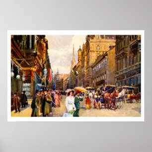 Great vintage belle epoque scene Vienna Austria Poster