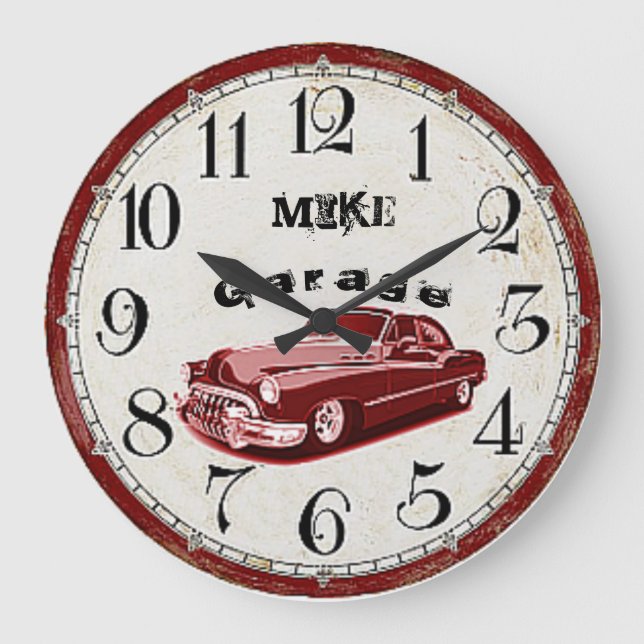 Great vintage design with personal name large clock (Front)