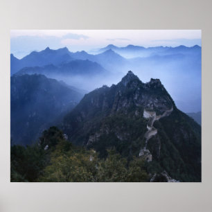 Great Wall in early morning mist, China Poster