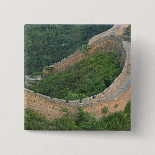 Great Wall of China at Jinshanling, China. 15 Cm Square Badge