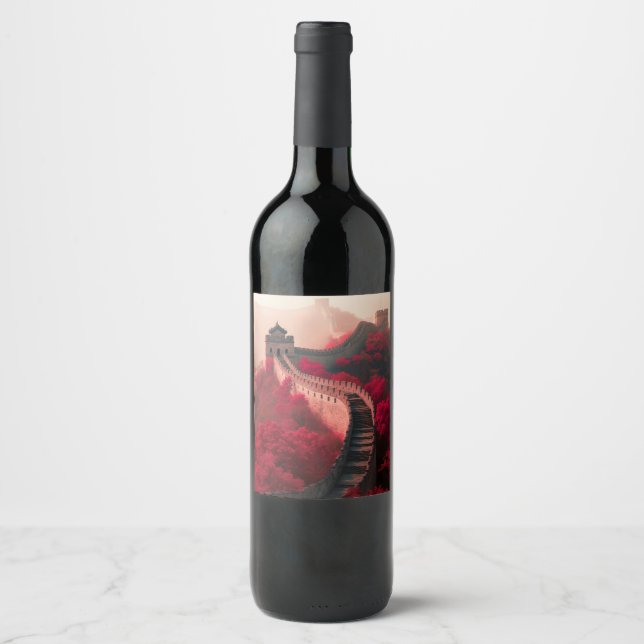 Great Wall of China Autumn Red Wine Bottle Label (Front)