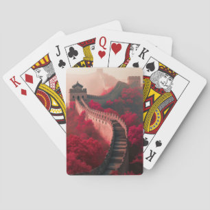 Great Wall of China in Autumn – Scenic Red Playing Cards