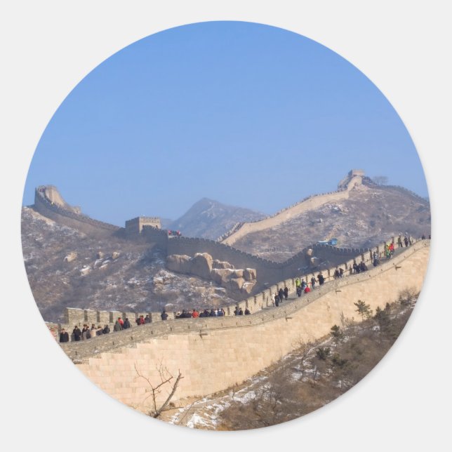 Great Wall of China in winter Classic Round Sticker (Front)