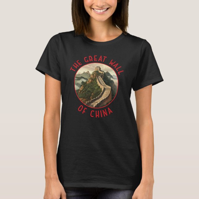 Great Wall of China Retro Distressed Circle T-Shirt (Front)