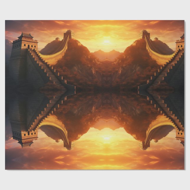 Great Wall of China Sunset – Majestic Wrapping Paper (Flat)