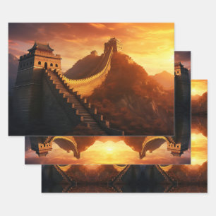 Great Wall of China Sunset – Majestic Wrapping Paper Sheet