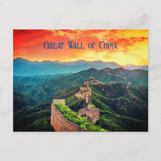 Great Wall of China sunset stylised Postcard