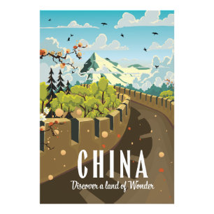 Great wall of China travel poster