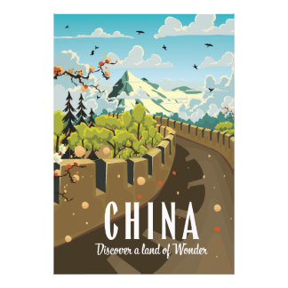 Great wall of China travel poster