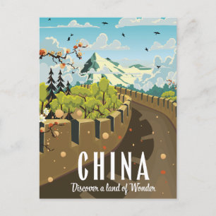 Great wall of China travel poster Announcement Postcard