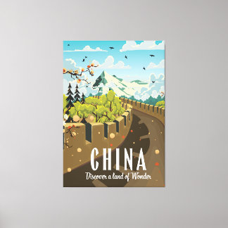 Great wall of China travel poster Canvas Print