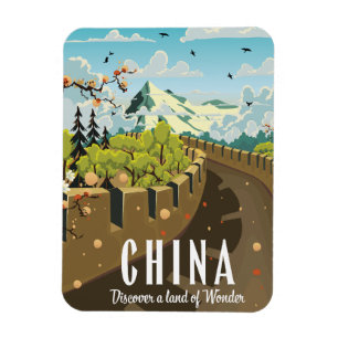 Great wall of China travel poster Magnet