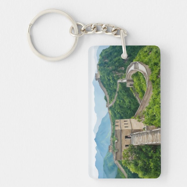 Great Wall of China Watercolor Key Ring (Front)