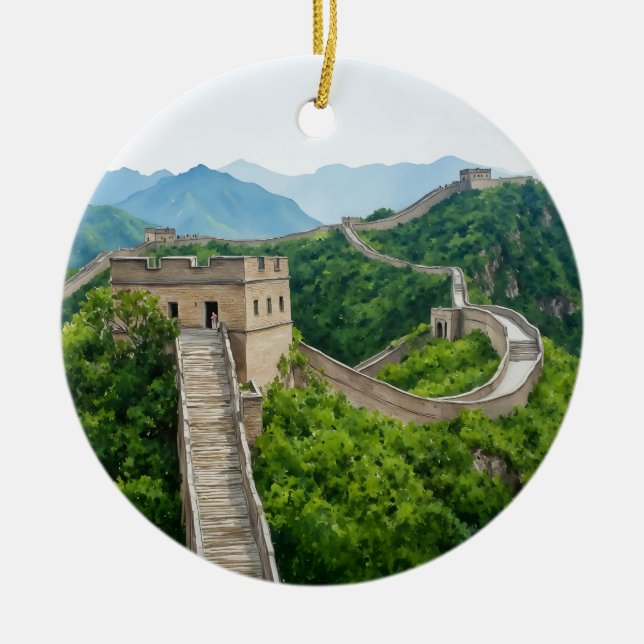 Great Wall of China Watercolor Ornament (Front)