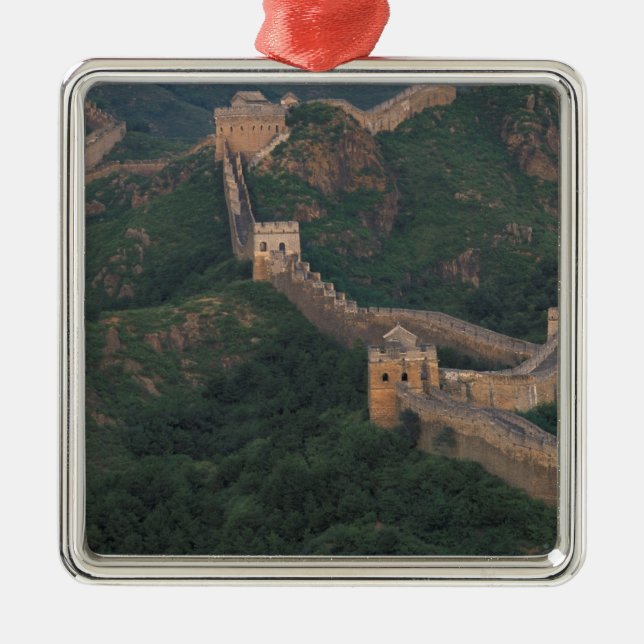Great Wall winding through mountains. Metal Tree Decoration (Front)