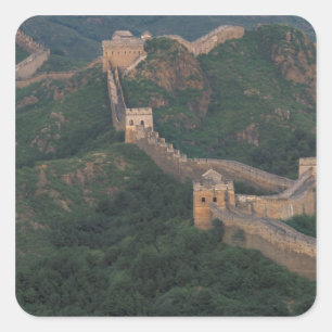 Great Wall winding through mountains. Square Sticker
