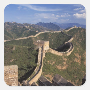 Great Wall winding through the mountain, Square Sticker