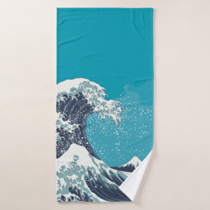 Great Wave and Mount Fuji vintage japanese woodcut Bath Towel