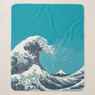 Great Wave and Mount Fuji vintage japanese woodcut Sherpa Blanket