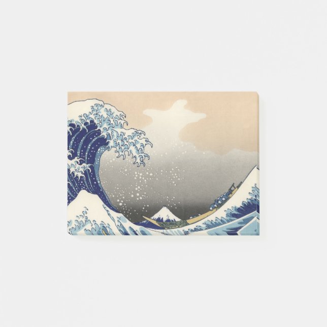 GREAT WAVE Blue White Post-it Notes (Front)