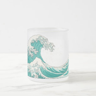 Great Wave frosted glass mug - green