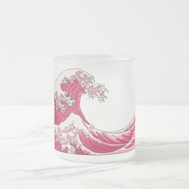 Great Wave frosted glass mug - pink (Center)