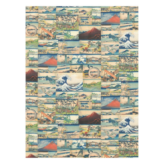 Great Wave Hokusai Mount Fuji Japanese Prints Tablecloth (Front)