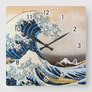 Great Wave, Hokusai, Ukiyo-e Square Wall Clock