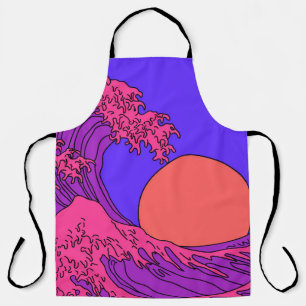 Great Wave in Vaporwave Pop Art style. View on oce Apron