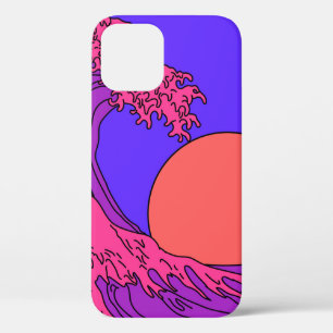 Great Wave in Vaporwave Pop Art style. View on oce iPhone 12 Case