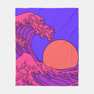 Great Wave in Vaporwave Pop Art style. View on oce Fleece Blanket