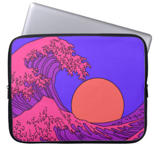 Great Wave in Vaporwave Pop Art style. View on oce Laptop Sleeve
