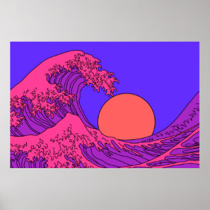 Great Wave in Vaporwave Pop Art style. View on oce Poster