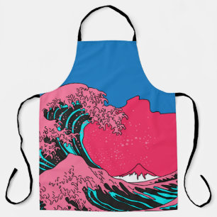 Great Wave in Vaporwave Pop Art style. View on the Apron