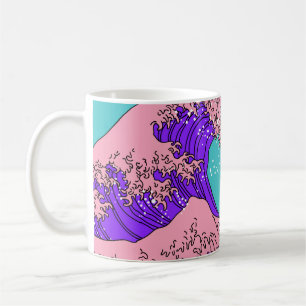 Great Wave in Vaporwave Pop Art style. View on the Coffee Mug