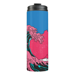 Great Wave in Vaporwave Pop Art style. View on the Thermal Tumbler