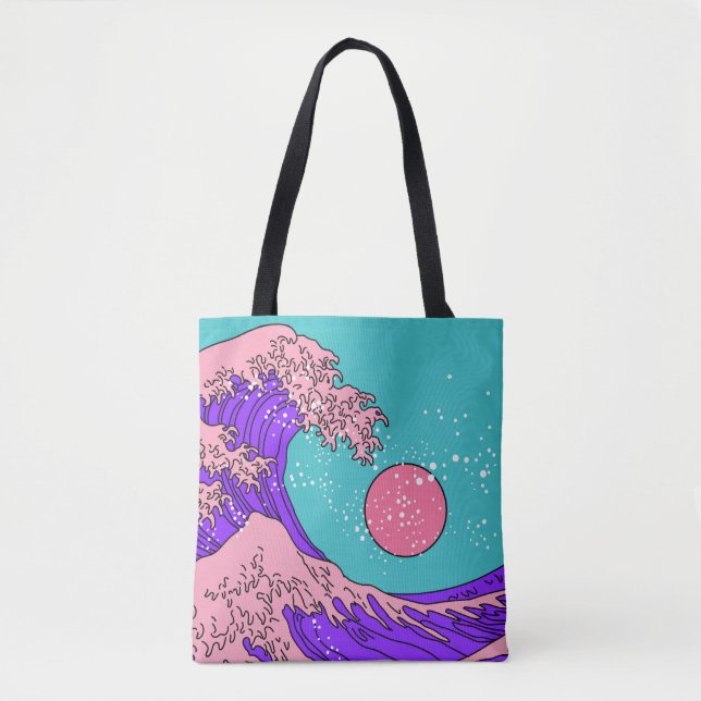 Great Wave in Vaporwave Pop Art style. View on the Tote Bag (Front)