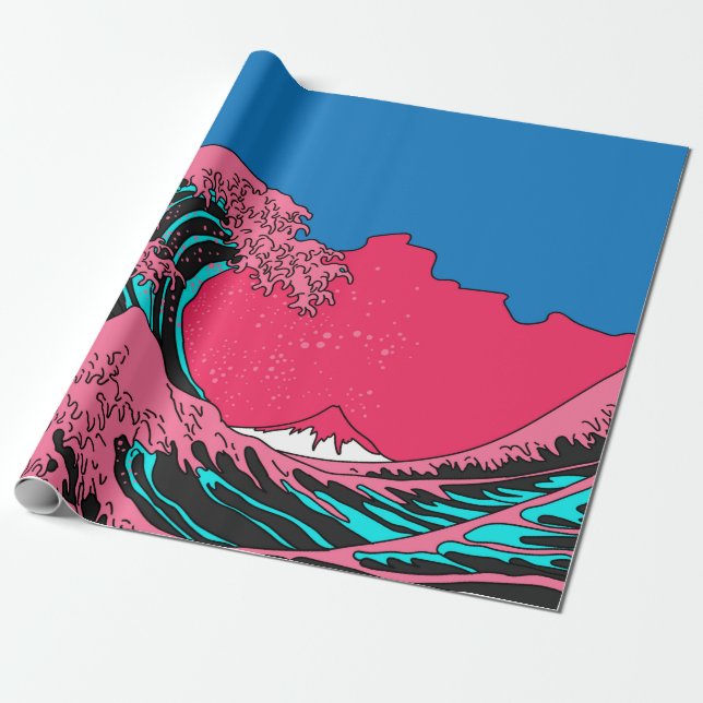 Great Wave in Vaporwave Pop Art style. View on the Wrapping Paper (Unrolled)