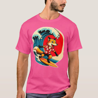 Great Wave Kanagawa Fox Surfing T-Shirt
