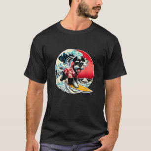 Great Wave Kanagawa Giant Schnauzer Dog Surfing T-Shirt