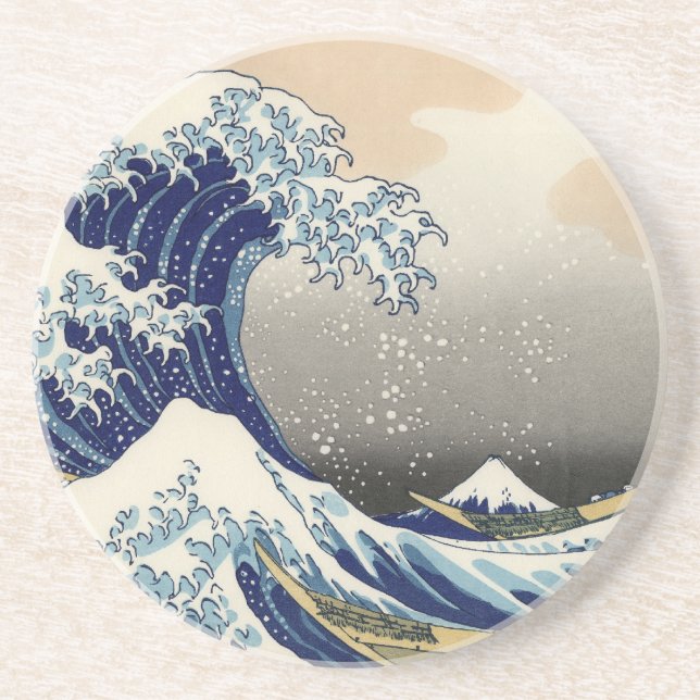 Great Wave Kanagawa Japanese Painting Coaster (Front)