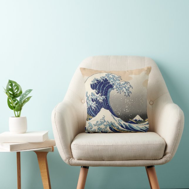 Great Wave Kanagawa Japanese Painting Cushion (Chair)