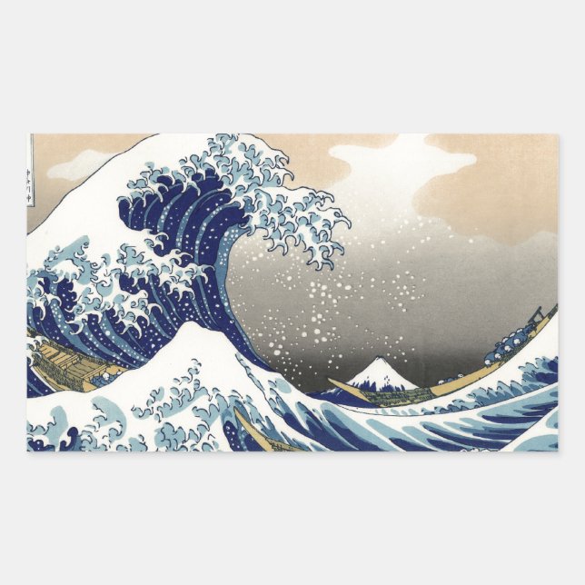 Great Wave Kanagawa Japanese Painting Rectangular Sticker (Front)