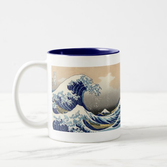 Great Wave Kanagawa Japanese Painting Two-Tone Coffee Mug (Left)