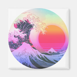 Great Wave Kanagawa Vaporwave Vintage Aesthetic Magnet