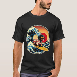 Great Wave Kanagawa Weiner Dachshund Dog Surfing T-Shirt