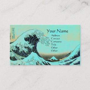 GREAT WAVE MONOGRAM Aqua Blue,Teal Business Card