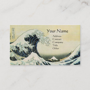 GREAT WAVE MONOGRAM Blue Business Card