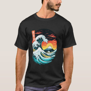 Great Wave Mount Fuji Sunset Japanese Art Landscap T-Shirt