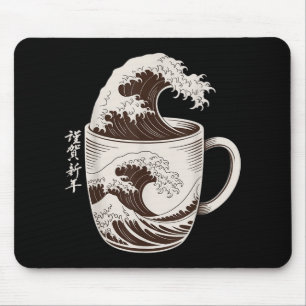 Great Wave Of Coffee Splash Japanese Art Mug Caffe Mouse Mat
